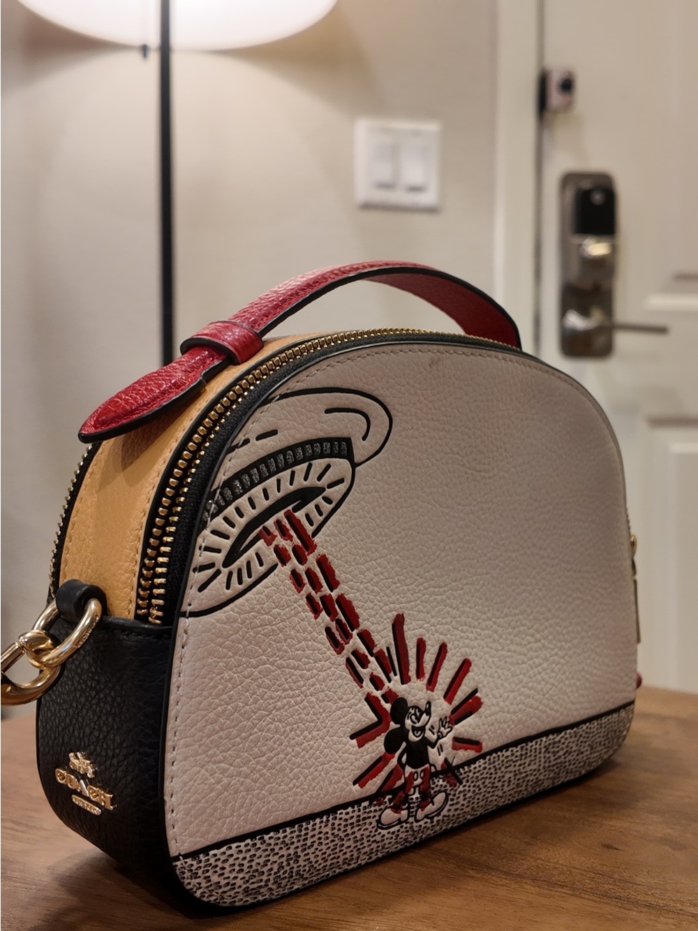 Coach Ivory and Red Mickey UFO Dome Crossbody